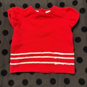 KRU little - Baby Girl Red and White Fancy Shirt 12 month